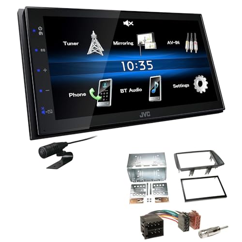 JVC KW-M25BT 2-DIN Autoradio Touchscreen Bluetooth kompatibel mit Android USB Mirroring passend für FIAT Panda 2003-2012 grau von EHO