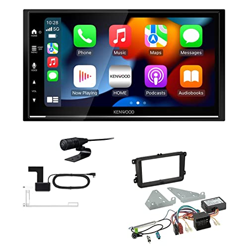 Kenwood DMX7722DABS 2-DIN Autoradio kompatibel mit WiFi Apple CarPlay Android Auto Bluetooth DAB+ USB passend für Volkswagen VW Sharan ab 2010 schwarz inkl Canbus von EHO