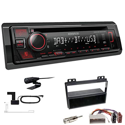 Kenwood KDC-BT450DAB 1-DIN DAB Autoradio Bluetooth CD USB AUX Einbauset passend für Ford Fiesta V 2001-2005 schwarz von EHO