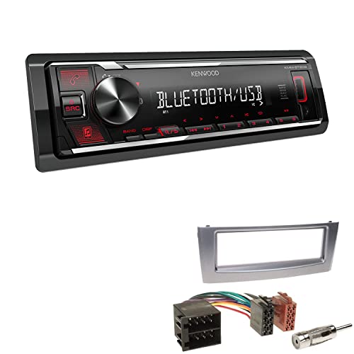 Kenwood KMM-BT209 1-DIN Autoradio Media Receiver Bluetooth USB AUX mit Einbauset passend für FIAT Grande Punto 2005-2010 anthrazit metallic von EHO