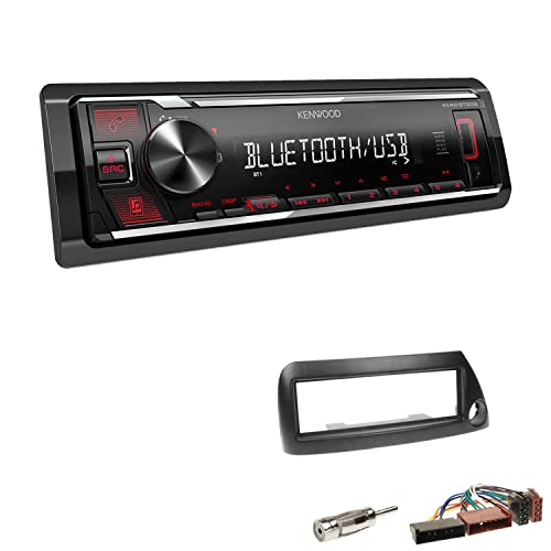 Kenwood KMM-BT209 1-DIN Autoradio Media Receiver Bluetooth USB AUX mit Einbauset passend für Ford KA 1996-2008 schwarz von EHO