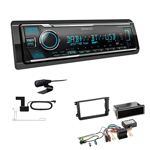 Kenwood KMM-BT508DAB 1-DIN Digital Media Receiver Autoradio DAB+ Bluetooth Amazon Alexa Einbauset passend für Skoda Octavia II Facelift 2009-2013 schwarz inkl Canbus von EHO