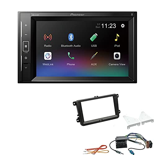 Pioneer DMH-A240BT 2-DIN Autoradio Bluetooth USB passend für Volkswagen VW T5 Transporter 2003-2015 runde Ecken, schwarz ohne Canbus von EHO