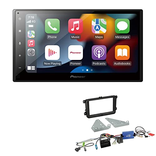 Pioneer SPH-DA360DAB 2-DIN Autoradio kompatibel mit WiFi Apple CarPlay Android Auto Bluetooth DAB+ passend für Volkswagen VW T5 Transporter 2003-2015 runde Ecken, schwarz inkl Canbus + LFB von EHO