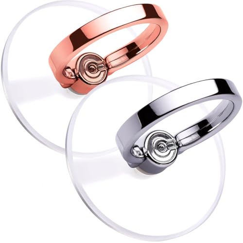 Transparent Telefon Ring Halter Griff für Handy, EI Sonador Durchsichtiger Ring Ständer, Kickstand, Kompatibel mit Smartphones, Tablets und Hüllen (1 Silber, 1 Roségold Breitring) von EI Sonador