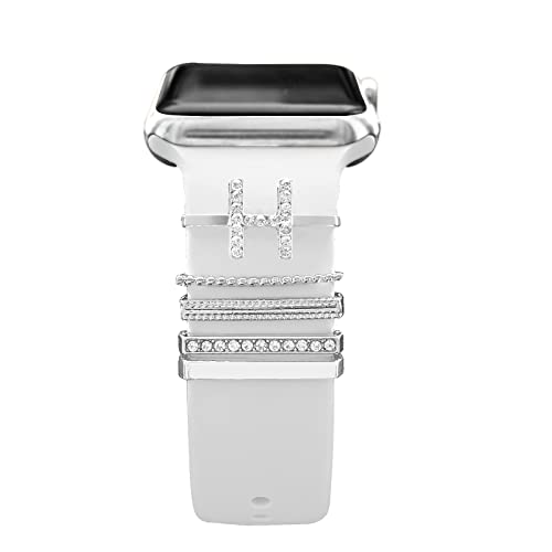 Diamant Zierring Kompatibel mit Apple Watch Silikon Armband 38mm 40mm 41mm 42mm 44mm 45mm 49mm, Armband Metallanhänger Zubehör für iWatch 8 7 6 5 4 3 2 1 SE Ultra, H von EIHAIHIS