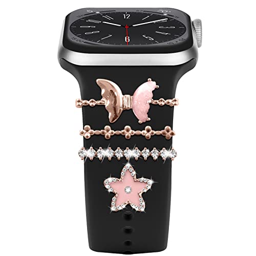Diamant Zierring Kompatibel mit Apple Watch Silikon Armband 38mm 40mm 41mm 42mm 44mm 45mm 49mm, Armband Metallanhänger Zubehör für iWatch 8 7 6 5 4 3 2 1 SE Ultra,E5 rosa Diamant Zierring Kompatibel mit Apple Watch Silikon Armband 38mm 40mm 41mm 42mm 44mm 45mm 49mm, Armband Metallanhänger Zubehör für iWatch 8 7 6 5 4 3 2 1 SE Ultra,E5 rosa von EIHAIHIS