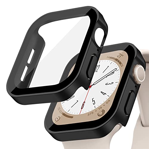 Hard PC Wasserdichte Hülle für Apple Watch 42mm 46mm 40mm 44mm 41mm 45mm,Eingebauter Displayschutz aus Gehärtetem Glas,HD Full Protective Cover für iWatch Series 10 9 8 7 6 5 4 SE (NICHT FÜR SERIE 3) von EIHAIHIS