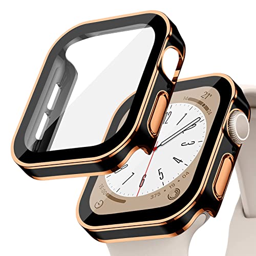 Hard PC Wasserdichte Hülle für Apple Watch 42mm 46mm 40mm 44mm 41mm 45mm,Eingebauter Displayschutz aus Gehärtetem Glas,HD Full Protective Cover für iWatch Series 10 9 8 7 6 5 4 SE (NICHT FÜR SERIE 3) von EIHAIHIS