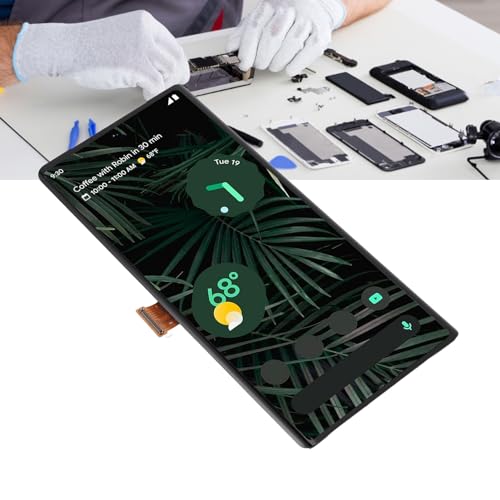 EIMSOAH Bildschirm-Ersatzset, Touch-Display-Digitizer-Bausatz mit Fingerabdrucksensor, Telefon-Bildschirm-Ersatz mit Reparaturwerkzeug für Pixel 6 Pro 5G 8VOU GLUOG von EIMSOAH