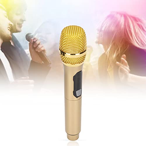 EIMSOAH Karaoke-Mikrofon, 1 für 2 LED-Display, Hand-Karaoke ohne Kabelmikrofon, Handmikrofon-Lautsprecher, für Heimkonferenzen Im Freien (Gold) von EIMSOAH