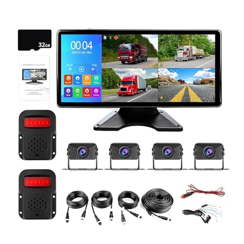 EIOLWJIEO 10,36 Zoll 4 Kanal Smart Blind Spot Radar BSD Alarm Dashboard Bus Bus Mon itor DVR Aufnahme, Mit 32 GB Karte von EIOLWJIEO