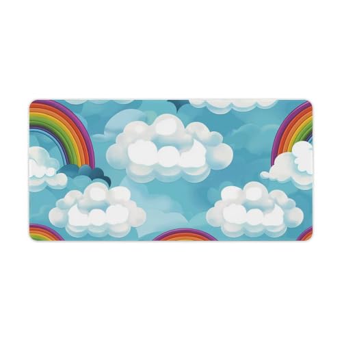 EJFICAHG Untersetzer Wolken Und Regenbogenmuster Mauspad Rutsch-Gummi-Basis Mauspad Desktop Mauspad von EJFICAHG