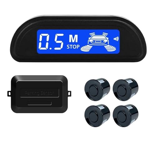 Einparkhilfe Auto Parkplatz Sensor Kit Parktronic Reverse Monitor 22mm 4 Sensoren Radar Detektor Hintergrundbeleuchtung Display RüCkfahrwarner Sensoren(Schwarz) von EKEGUY