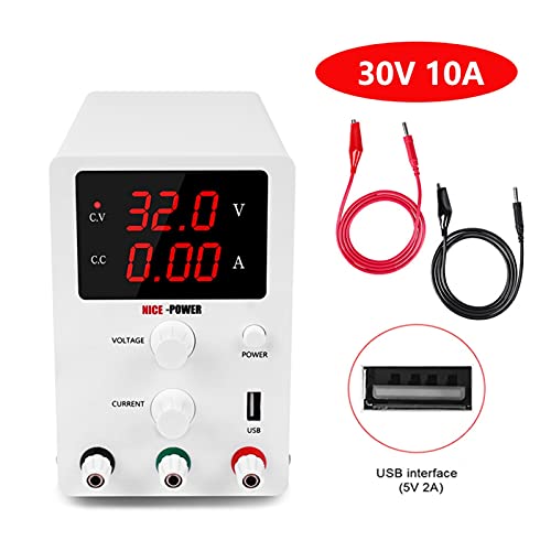 Tischnetzteil 3 0V 10A. Variabler digital DC Labor wechseln. USB Stromversorgung ADJUSRISCHES LABEL 6 0V 5A. Spannungsregler for die Telefonreparatur Stabile Ausgabe(R-SPS3010-White,220-V) von EKOUQIN