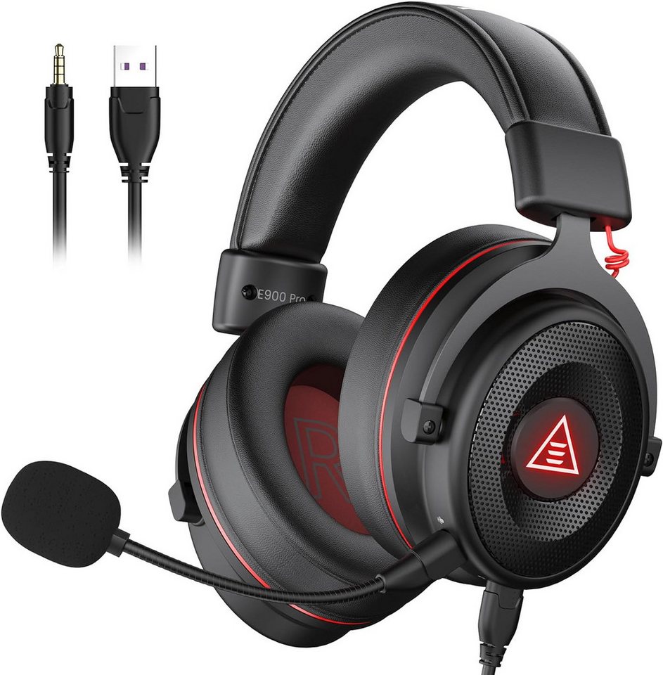 EKSA Gaming-Headset (Gaming Headset mit Noise Cancelling Mikrofon, USB-Headset, Gaming headset mikrofon audiobuchse licht superleichter kopfhörer) von EKSA