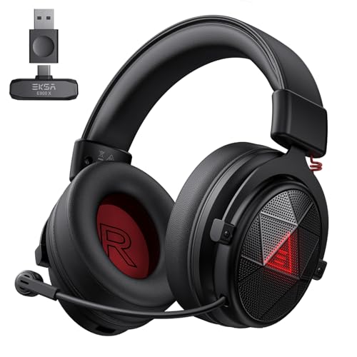 EKSA Wireless Gaming Headset, 5.8G USB-C & USB Schnittstelle Headphone Kabellos, 7.1 Surround Sound ENC LED Licht, PC Headset mit Noise Cancelling Mikrofon für PC/PS4/PS5/Mac/Xbox One,E900X von EKSA