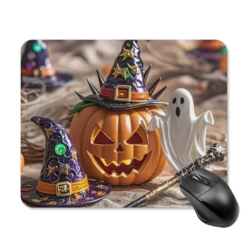 Mauspad mit rutschfester Gummiunterseite, Gaming-Mauspads, personalisierbar, waschbar, Halloween, Hexenhut, quadratisches Mauspad für Desktop, Gaming, Büro, Computer, Mauspad von EKYOSHCZ