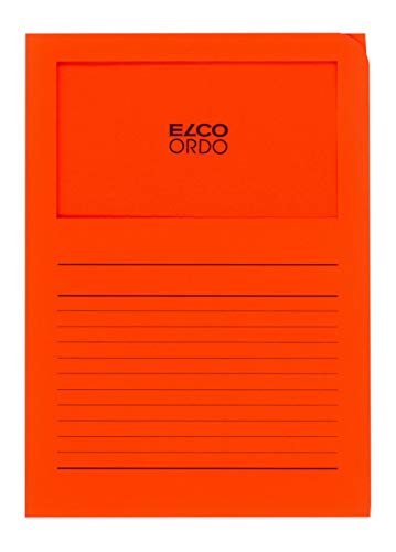 Elco 73695.82 Ordo classico Verpackung mit 10 Dokumentenhülle aus Papier mit Linienaufdruck, 220x310, 120g, orange, Fenster: ja von ELCO