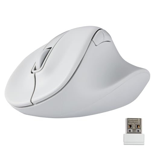 Elecom EX-G M-XGM30DBSKWH Kabellose Maus, ergonomisches Design, 2,4 GHz USB, leises Klicken, 5 Tasten, rechte Hand, PC/Laptop, Windows11/MacOS, M-Größe, Weiß von ELECOM