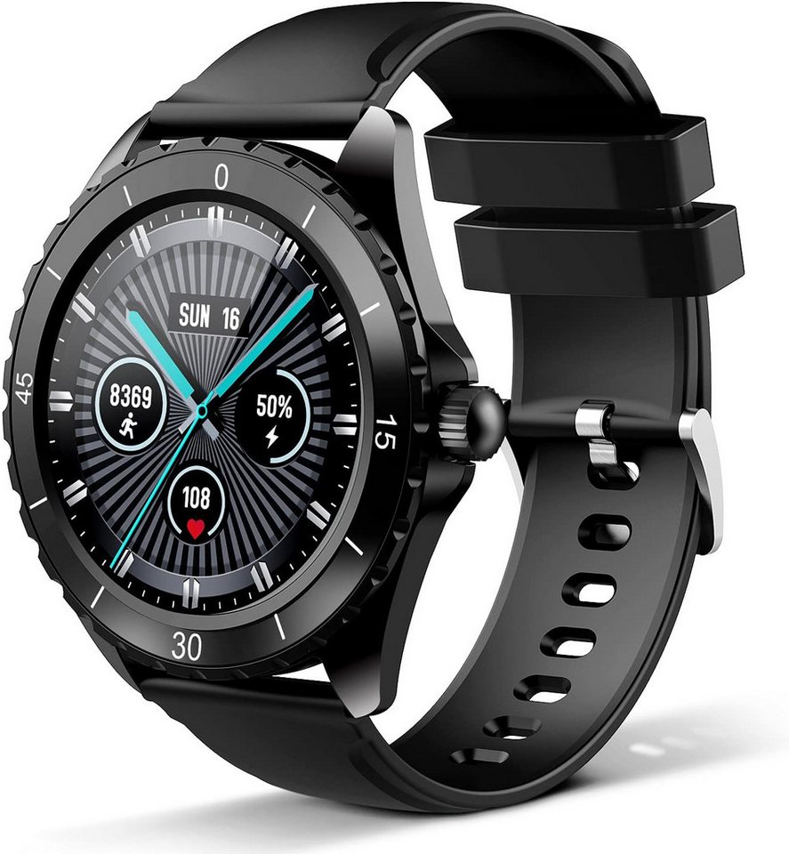 ELECTRIC GIANT 5 stilvolle Zifferblätter zur Auswahl Smartwatch (1,3 Zoll, Android iOS), Sportuhr ouchscreen, Pulsmesser, Schlafmonitor 24 Sportmodi, Anruf von ELECTRIC GIANT