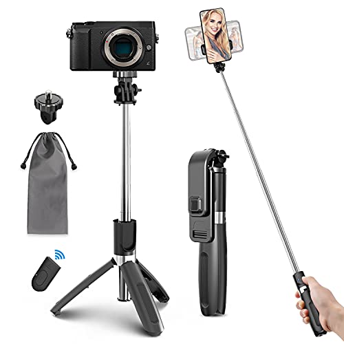 Selfie Stick Stativ 4 in 1 Selfiestick (100cm) Selfie-Stange Stab Dreibein mit Bluetooth Fernbedienung Handyhalter für Action-Kamera Gopro Smartphone für 12/11/10 Max XS X, S10 S20 von ELECTRIC GIANT