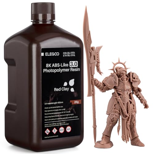 ELEGOO 8K ABS-Like 3D Drucker Resin, 405 nm UV-härtendes Photopolymerharz für MSLA/LCD/DLP 3D Drucker, Verbesserte Festigkeit und Zähigkeit, 8K Hohe Präzision, Niedrige Viskositä, Terrakotta 2000g von ELEGOO