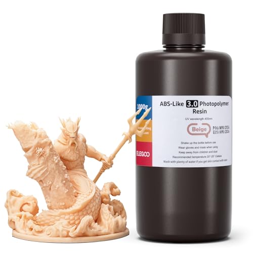 ELEGOO ABS-Like 3.0 3D Drucker Resin Beige 1000g, 405nm UV-Härtendes 3D Printer Harz mit Hoher Zugfestigkeit und Biegefestigkeit für MSLA/LCD/DLP 3D Drucker von ELEGOO