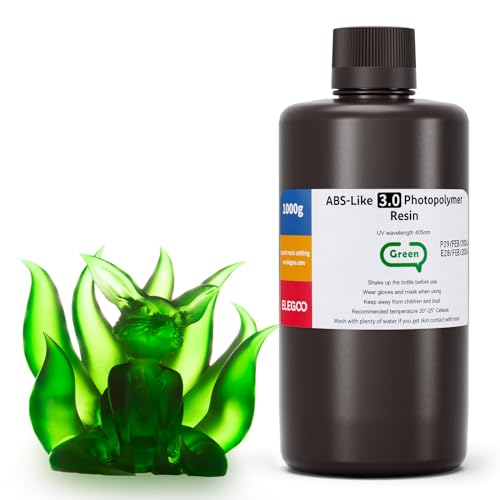 ELEGOO ABS-Like 3.0 3D Drucker Resin Klargrün 1000g, 405nm UV-Härtendes 3D Printer Harz mit Hoher Zugfestigkeit und Biegefestigkeit für MSLA/LCD/DLP 3D Drucker von ELEGOO