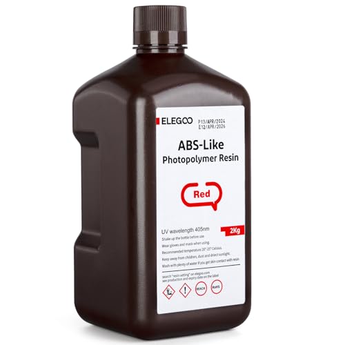 ELEGOO ABS-Like Resin 2000g Transparent Rot, 405nm Rapid LCD UV-härtendes Harz Photopolymerharz 3D Drucker Resin für LCD/DLP 3D Drucker von ELEGOO