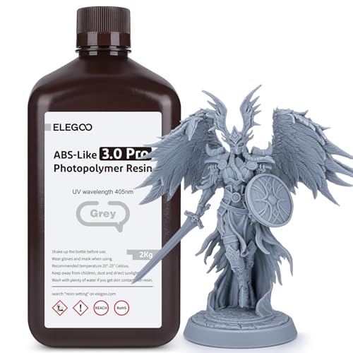 ELEGOO ABS-Like Resin 3.0 Pro, UV-Härtendes 3D Resin mit Hohe Präzision, Nicht Spröde, Nicht Giftig für LCD/DLP 3D Drucker Photopolymer Harz Grau 2000g von ELEGOO