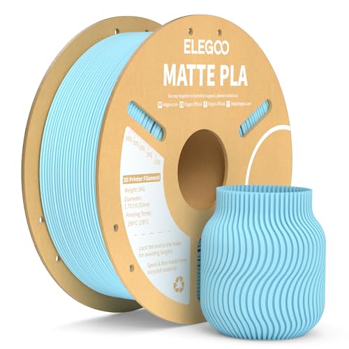 ELEGOO Matte PLA Filament Matte Eisblau 1KG, 1.75mm 3D Drucker Filament Maßgenauigkeit +/- 0.02mm, 1kg Kartonspule (2.2lbs) für die meisten FDM 3D Drucker von ELEGOO