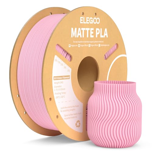 ELEGOO Matte PLA Filament Matte Sakura Rosa 1KG, 1.75mm 3D Drucker Filament Maßgenauigkeit +/- 0.02mm, 1kg Kartonspule (2.2lbs) für die meisten FDM 3D Drucker von ELEGOO