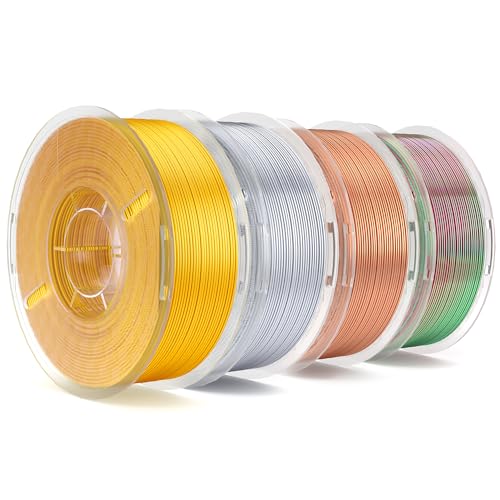 ELEGOO PLA Filament 1.75mm Gold Silber Rot Kupfer Rot-Grün-Zweifarbig 4KG, 3D Drucker Filament Maßgenauigkeit +/- 0,05 mm, 4kg Kunststoffspule Filament-3D-Druckmaterialien Passt für FDM 3D-Drucker von ELEGOO