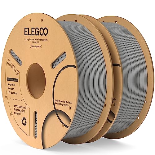 ELEGOO PLA Filament 1.75mm Grau 2KG, 3D Drucker Filament Maßgenauigkeit +/- 0,02 mm, 2kg Pappspule (4.4lbs) Filament-3D-Druckmaterialien Passt für die meisten FDM 3D-Drucker von ELEGOO