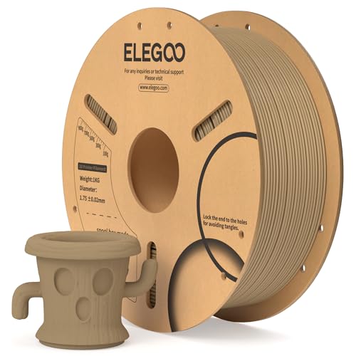 ELEGOO PLA Filament 1.75mm Holzfarbe 1KG, 3D Drucker Filament Maßgenauigkeit +/- 0,02 mm, 1kg Pappspule (2.2lbs) Filament-3D-Druckmaterialien Passt für die meisten FDM 3D-Drucker von ELEGOO