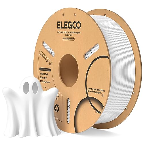 ELEGOO PLA Filament 1.75mm Weiß 1KG, 3D Drucker Filament Maßgenauigkeit +/- 0,02 mm, 1kg Pappspule (2.2lbs) Filament-3D-Druckmaterialien Passt für die meisten FDM 3D-Drucker von ELEGOO