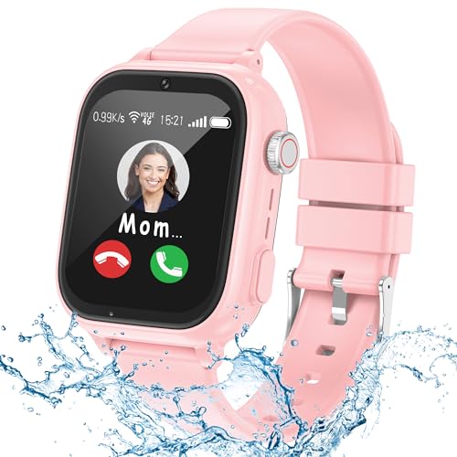 ELEJAFE 4G Smartwatch Kinder mit GPS und Telefon, Wasserdicht GPS Uhr Kinder Smartwatch mit Anruffunktion Videoanruf SOS Schulmodus IP68 Handy Spiel Voice Chat Wecker Jungen Mädchen Student Geschenk von ELEJAFE