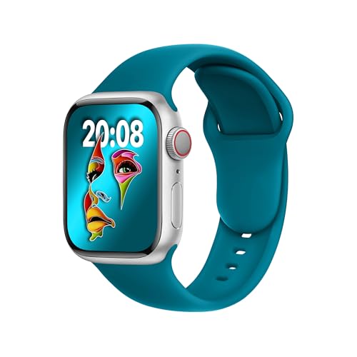 ELETTRONEO SBC1 Armband Kompatibel mit Apple Watch Band Sport series Ultra 9 8 7 6 5 4 3 2 1 SE 49mm 45mm 44mm 42mm 41mm 40mm 63mm Damen Herren Silikon Strap in farbe Tiefes Seeblau von ELETTRONEO