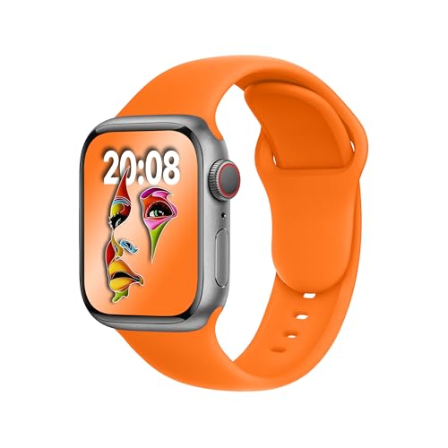 ELETTRONEO SBC1 Armband für Apple Watch Band Ultra 2 49mm, Series 10 46mm, 9 8 7 45mm 41mm, SE 6 5 4 44mm 40mm, 3 2 1 42mm 38mm Damen Herren Sport Silikon Strap, Orange von ELETTRONEO