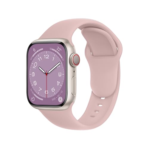 ELETTRONEO SBC1 Armband für Apple Watch Band Ultra 2 49mm, Series 10 46mm, 9 8 7 45mm 41mm, SE 6 5 4 44mm 40mm, 3 2 1 42mm 38mm Damen Herren Sport Silikon Strap, Millennial Pink von ELETTRONEO