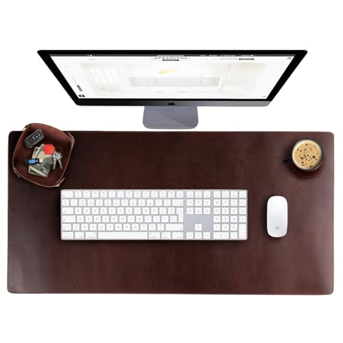 Schreibtischunterlage aus echtem Leder, Schreibtischunterlagen-Set (78 x 38 cm), große Schreibtischabdeckung, Schreibtischunterlage für Tastatur, Gaming, Mauspad, Tisch, Laptop, Büro, Desktop-Zubehör, von ELIZO