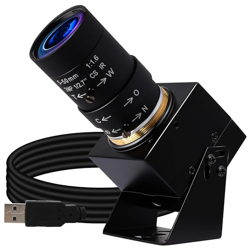 ELP 4K USB Kamera Ultra HD 2160P Webcam mit variablem Fokus 5-50mm 10X Zoom Varifokal Kamera Plug and Play Web Conferece Camwith IMX for Windows/Linux/Android/Raspberry Pi USB 4K03-UFV (5-50) von ELP