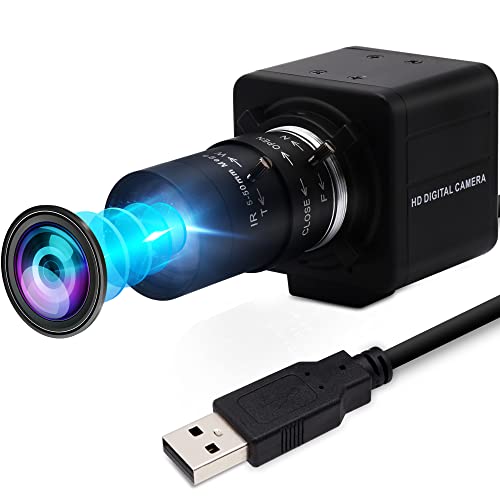 ELP USB Kamera 2 Megapixel USB Webcam 5-50mm Manuell Variable Zoom Objektiv HD Kamera USB kompatibel mit Mac/Windows/Linux/Android UVC Einstellbarer Fokus Web Kamera (1080P OV4689 Sensor) von ELP