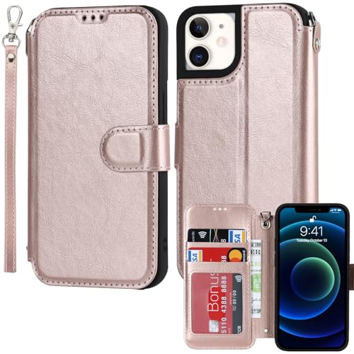 ELTEKER Hülle für iPhone 12 Mini Klapphülle,Handyhülle iPhone 12 Mini Lederhülle mit Kartenfach,Perfekt Schutz Case mit Ständer Handytasche Hülle für iPhone 12 Mini,Rosa von ELTEKER