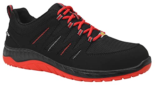 ELTEN Sicherheitsschuhe MADDOX black-red Low ESD S3, Damen und Herren, Textil, Stahlkappe, leicht, sportlich, Schwarz/Rot, Größe: 42 von ELTEN