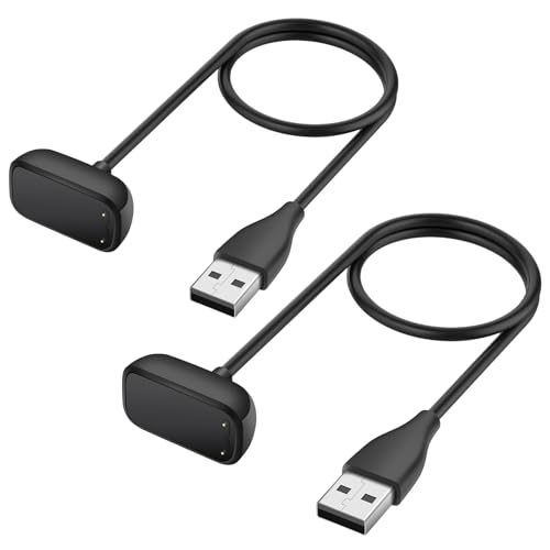 ELUTENG Ladekabel Kompatibel mit Fitbit Charge 5/Luxe/Charge 6, Magnetisches USB Ladekabel, 1m/3.3ft Ersatz Ladekabel für Charge 5/Luxe, Fitness Health Tracker Smartwatch Zubehör, 2 Stück, Schwarz von ELUTENG