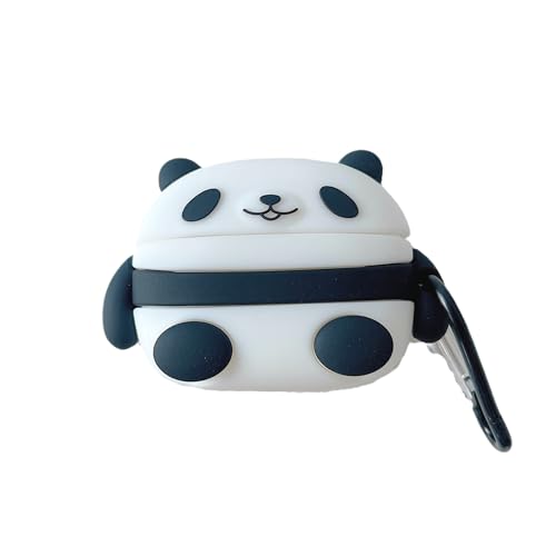 Kopfhörer-Hülle für AirPods 3, niedlich, schön, weiß, schwarz, sitzender Panda-Hülle, weiche Silikonhülle, Happy Lucky Panda AirPods 3, Schutzhülle, stoßfest, Schutz für Ohrhörer von ELVRLA