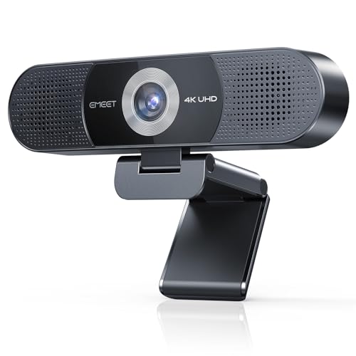 EMEET 3-in-1 4K Webcam, C980 PRO 4K Webcam mit 4 Geräuschunterdrückenden Mikrofonen und 2 Lautsprecher, 60°-98° Weitwinkel, Festem Fokus, Sichtschutz, Webcam Ideal für Gruppen- und Einzelvideoanrufe von EMEET