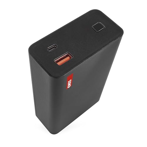 EMOS - Powerbank 20 000 mAh NTBF20 - externer Akku mit Passthrough und Fast-Charging 65W PD - USB-C/USB-A-Port inkl. USB-Datenkabel - für Tablet, Laptop, iPad, Handy, Kamera, Soundbox - schwarz von EMOS